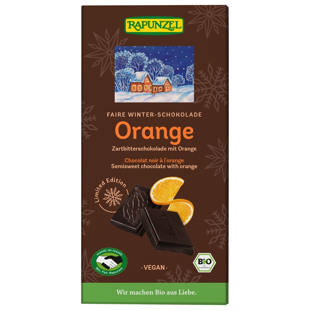 BIO - Chocolate de Inverno, escuro com laranja, VEGAN, 80g