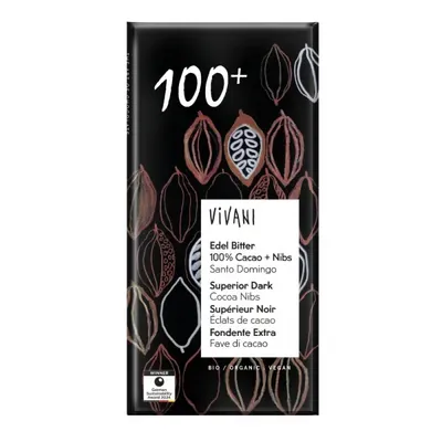 VIVANI - Chocolate BIO - Escuro 100% Cacau c/ NIBS Cacau, 80g