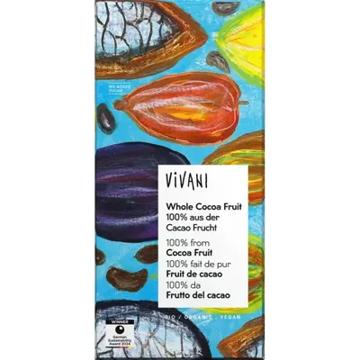 VIVANI - Chocolate BIO Escuro, 100% da Fruta de Cacau inteira, 80g